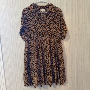 Umgee Brown Leopard Print Casual Dress